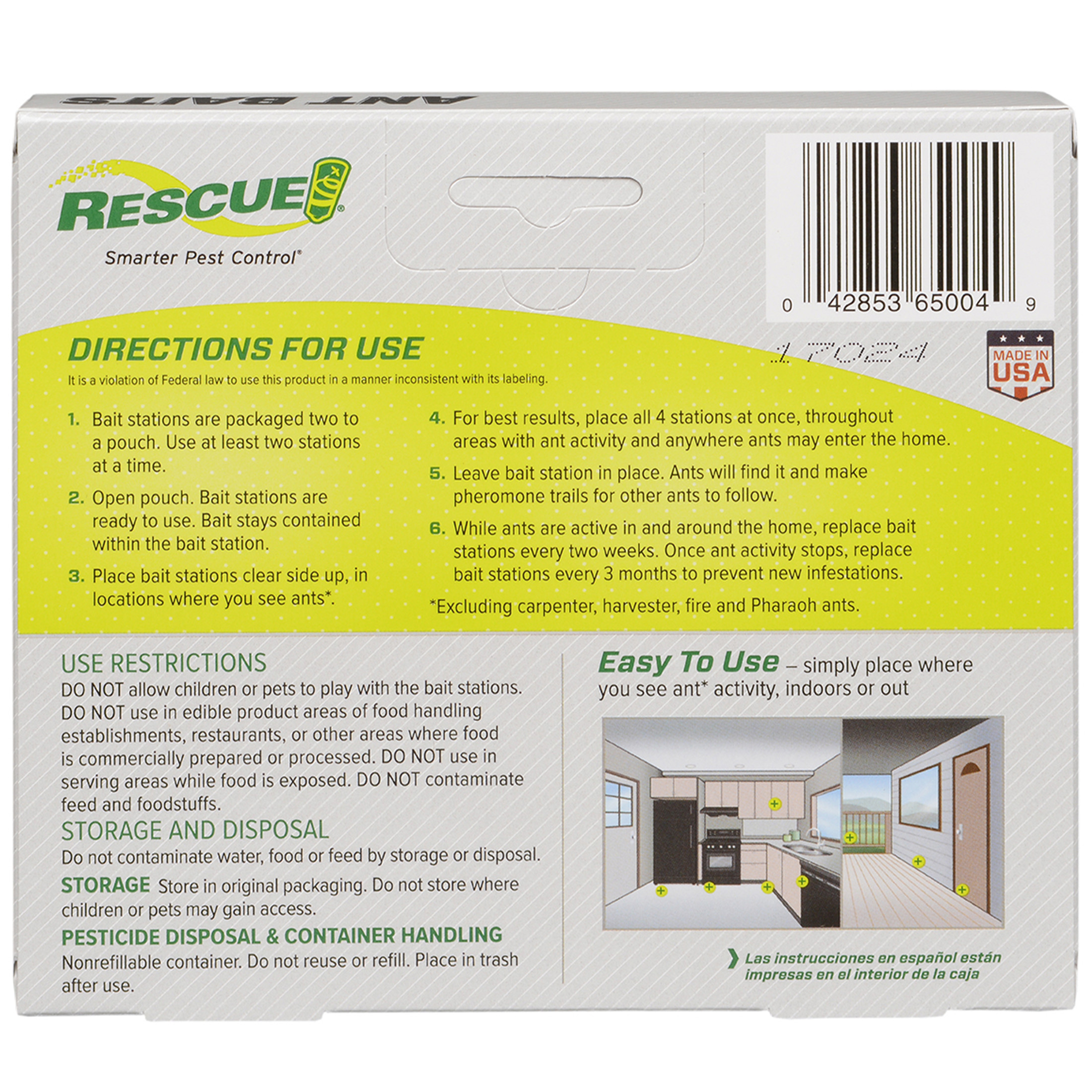 RESCUE! Indoor Ant Killer Child Resistant Bait Stations, 4-Pack photo 2
