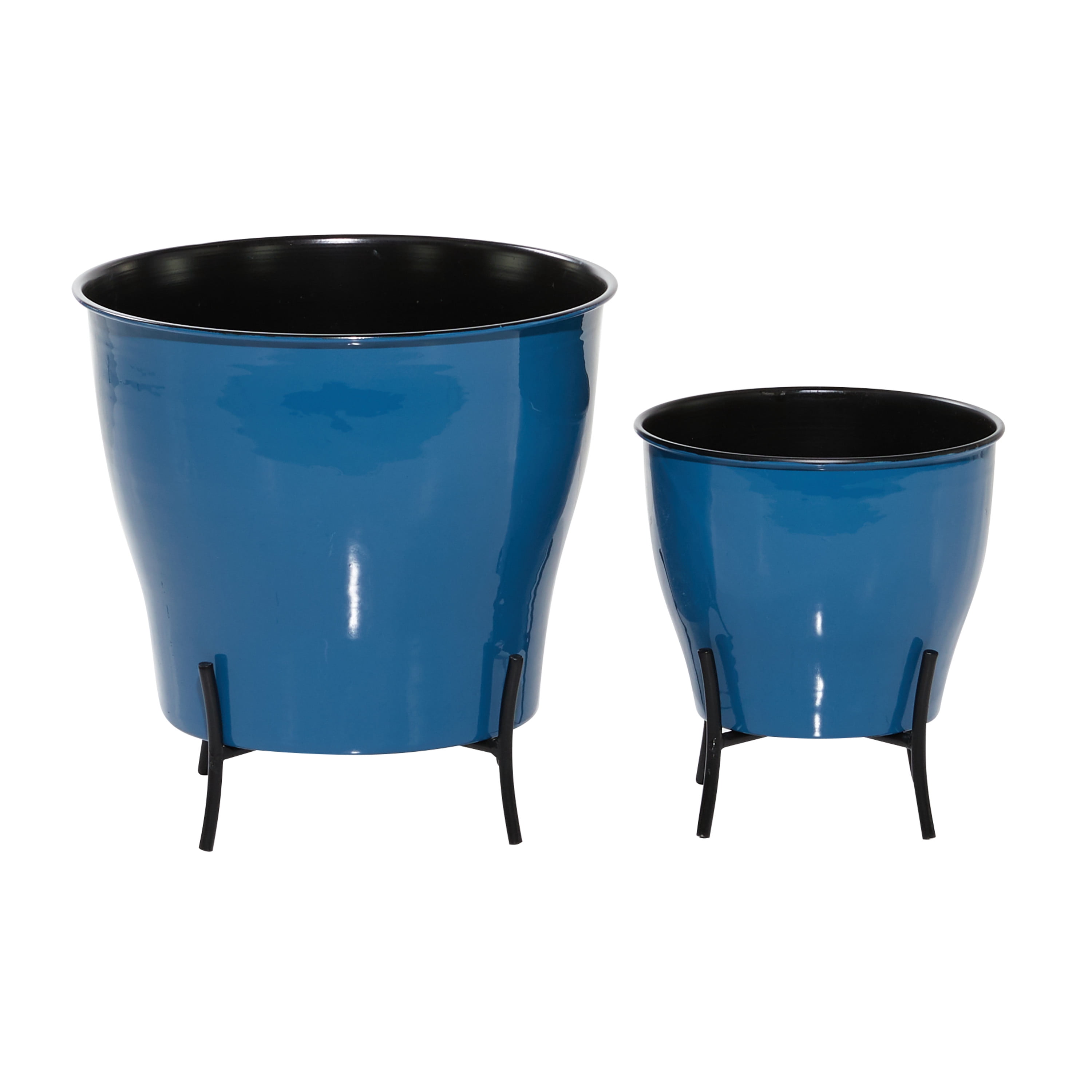 DecMode 9", 12"H Blue Metal Planter (2 Count)