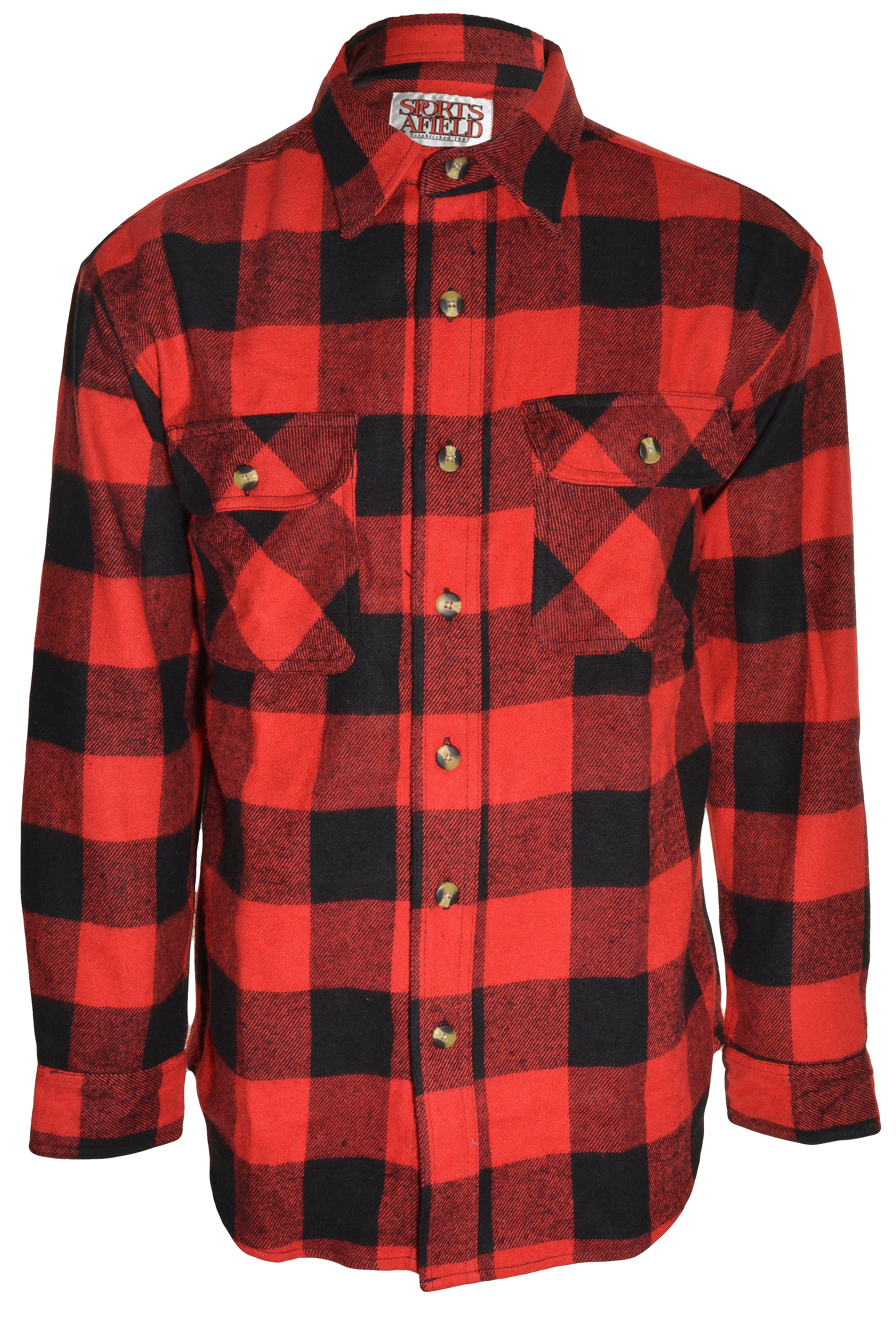 Sports Afield - Mens Heavy Duty Flannel Shirt (Red Plaid, X-Large ...