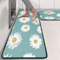 thumbnail image 2 of Kitchen Rugs Sets Of 2,Teal Daisy Flower Yellow Centers Pattern Anti Fatigue Kitchen Mat Rugs Non Slip Washable,Decorative Kitchen Floor Mats for Kitchen,Sink,Laundry,17"x47"+17"x47", 2 of 5