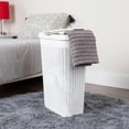 thumbnail image 2 of Cesta para ropa Mind Reader, 40 L, delgada, con tapa de plástico, color blanco, 2 of 7