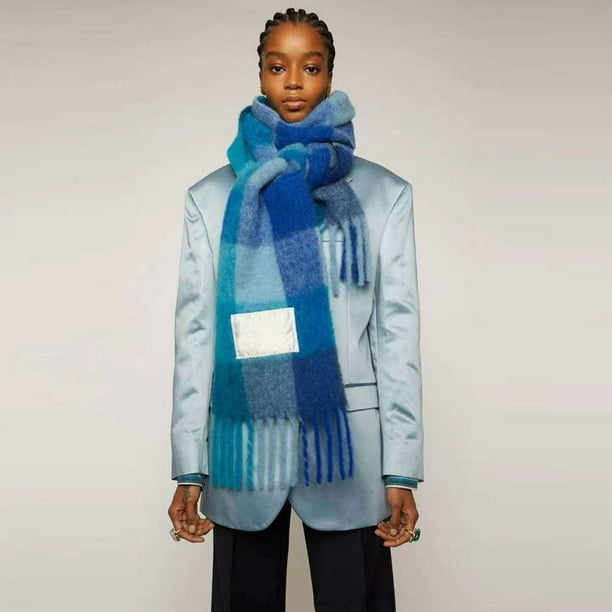 Women s colored plaid mohair scarf Loop yarn colored women s scarf