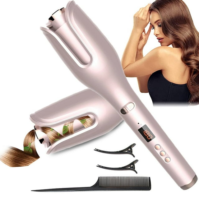 Automatic Hair Curler Professional Ceramic Rotating Curling Iron with LCD Display Auto Curler with Adjustable Temperature and 10S Fast Heating for Safe and Fast Hair Styling