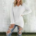 thumbnail image 2 of Gyexs Sweaters for Women Fashion Casual V Neck Fleece Pullover Fuzzy Thermal Long Sleeve Tops Winter Solid Color Plus Size Sweater A01 White & Size L, 2 of 7