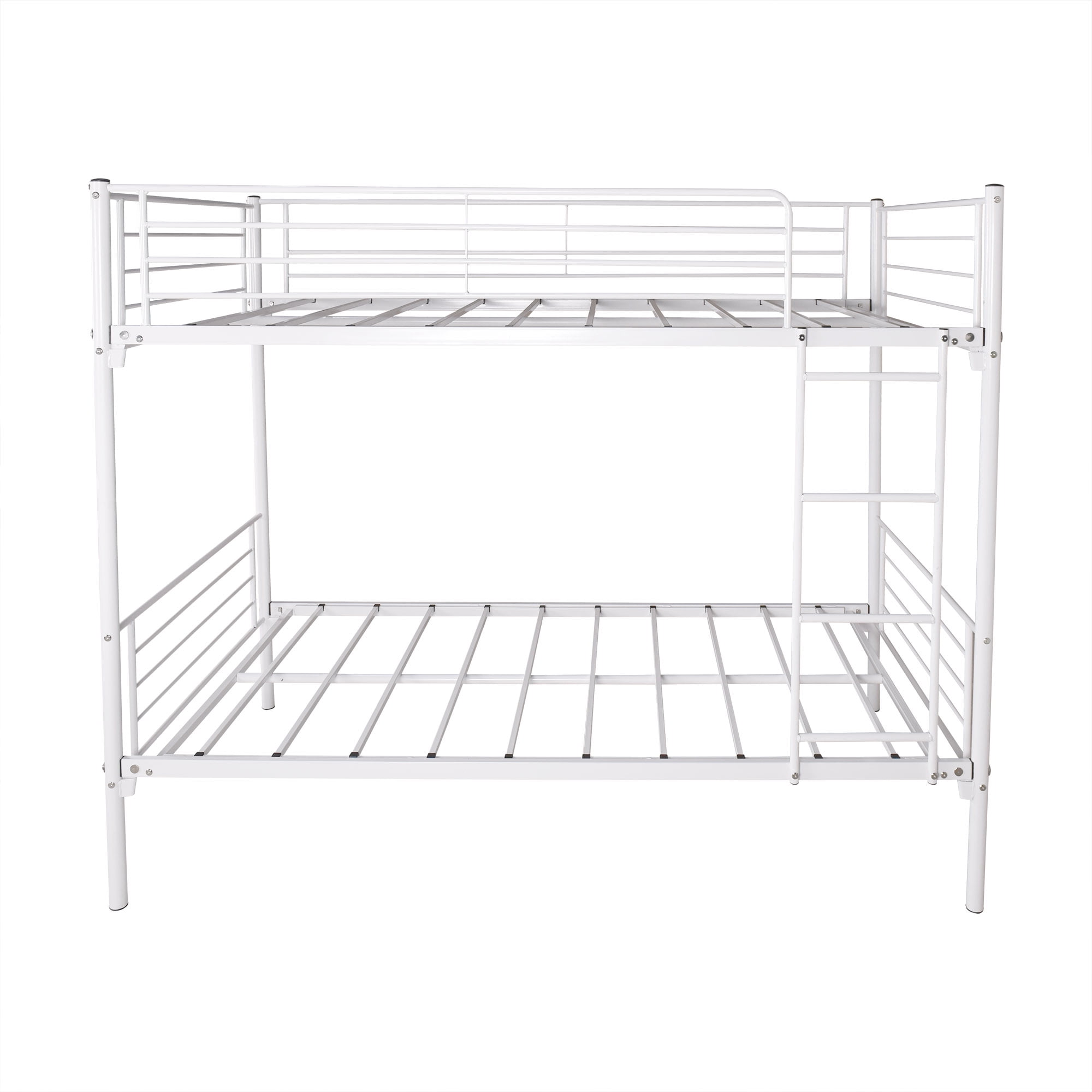 Yoneston Heavy Duty Twin Over Twin Metal Bunk Bed with Ladder and Full-Length Guardrail for Kids, Teens & Adults, White