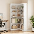 thumbnail image 6 of Acekid 72.8In Corner Book Shelf Farmhouse Bookcase with Doors Modern Storage Rack 5 Shelf Tall Standing Bookshelves, 6 of 8
