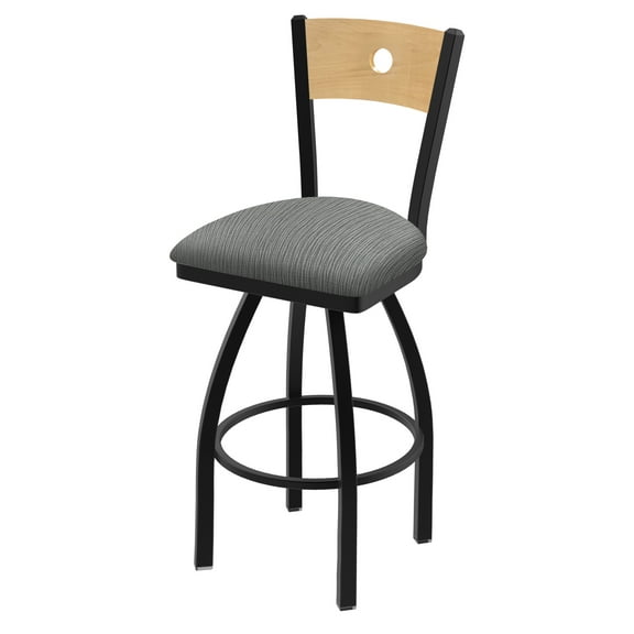830 Voltaire 30" Swivel Counter Stool with Black Wrinkle Finish, Natural Back and Graph Alpine Seat