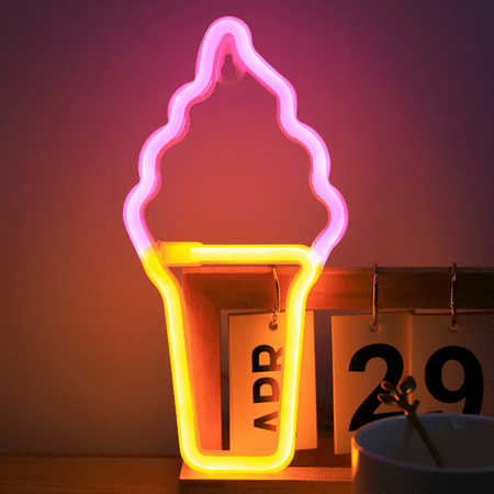 

Cream Neon Sign - Ice Cream Neon Lights for Bedroom Decorations - USB Powered Ice Cream Shaped Night Light - Ice Cream Led Signs