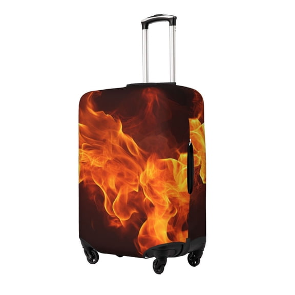 Hirioo Fiery Orange Flames Energy for Elasticity Suitcase Cover (No luggage Included) Durable Luggage Protector Fits 18-32 Inch Luggage-Small
