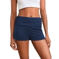 thumbnail image 6 of LMLYSoH Women Mini Shorts Solid Color Ruched Low Rise Tight Shorts Casual Booty Shorts Summer Streetwear, 6 of 9