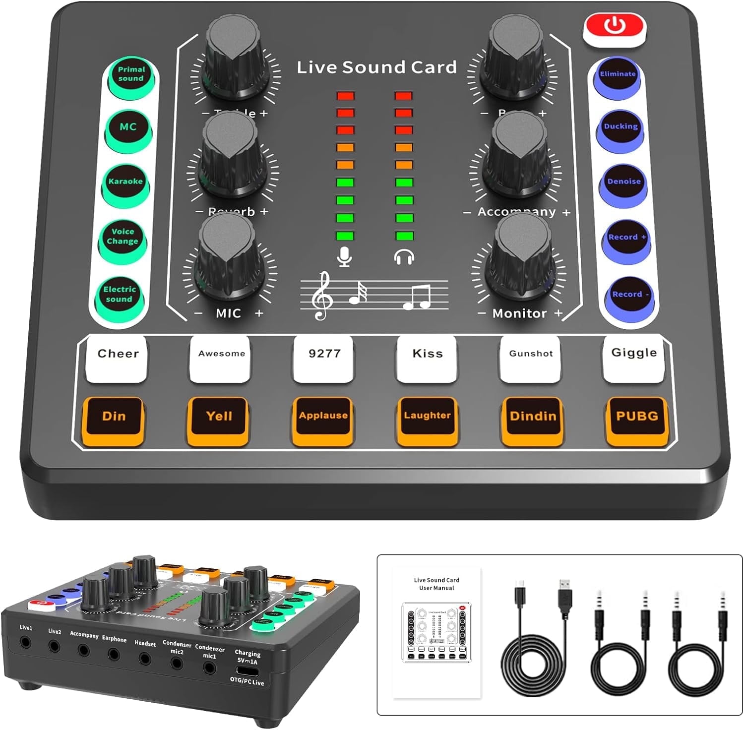 Podcast Equipment Bundle, Recording Studio Package Perfect for Recording, Broadcasting, Live Streaming, M8 Voice Changer with BM-800 Microphone, Black