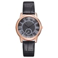 thumbnail image 1 of Reloj de cuarzo con esfera de números romanos de moda Reloj de pulsera con correa de cuero PU para mujer (negro), 1 of 2