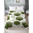 thumbnail image 4 of Sage Green Marble Flat Sheets Only Full Size, Soft Breathable Bed Top Sheets for Mattress, Gold White Geometric Hexagon Modern Luxury Bedding Flat Sheets for Home Hotel Bedroom Bed Protection, 4 of 9