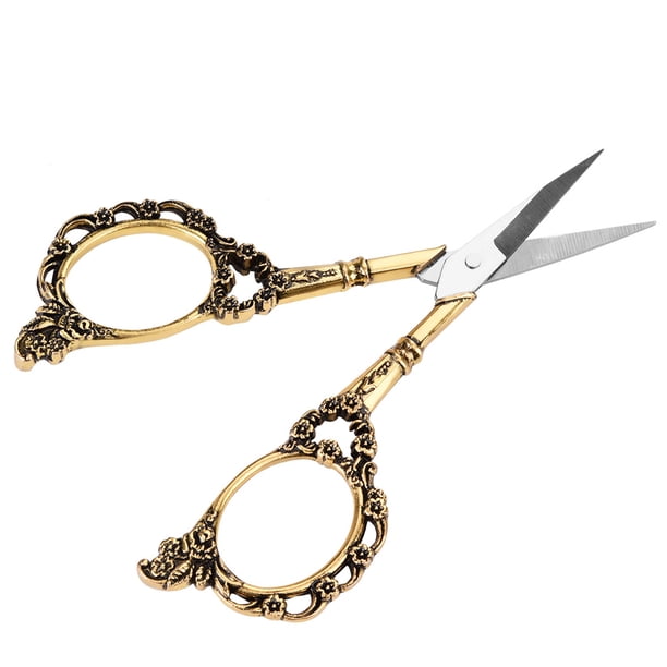 TIJERAS DE SASTRE DE ACERO PATRÓN DE FLORES VINTAGE PARA COSTURA, MANUALIDADAS, DE ALEACINO DE ZINC, SUJECIÓN CONMODA, 1 UD.
