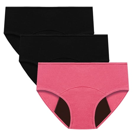 ATOYSOY Women s Plus Size Hip Lifting Cotton Panties  3 Pack Multipack Solid Leak Proof Panty Comfy Clearance Mid Waist Period Underpants Shapewear Control Briefs Seamless Stretchy Pink M
