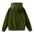 thumbnail image 3 of Womens Hoodies Casual Solid Color Round Neck Long Sleeved Pullover Hooded Top Loose Hooded Sweatshirts, 3 of 5