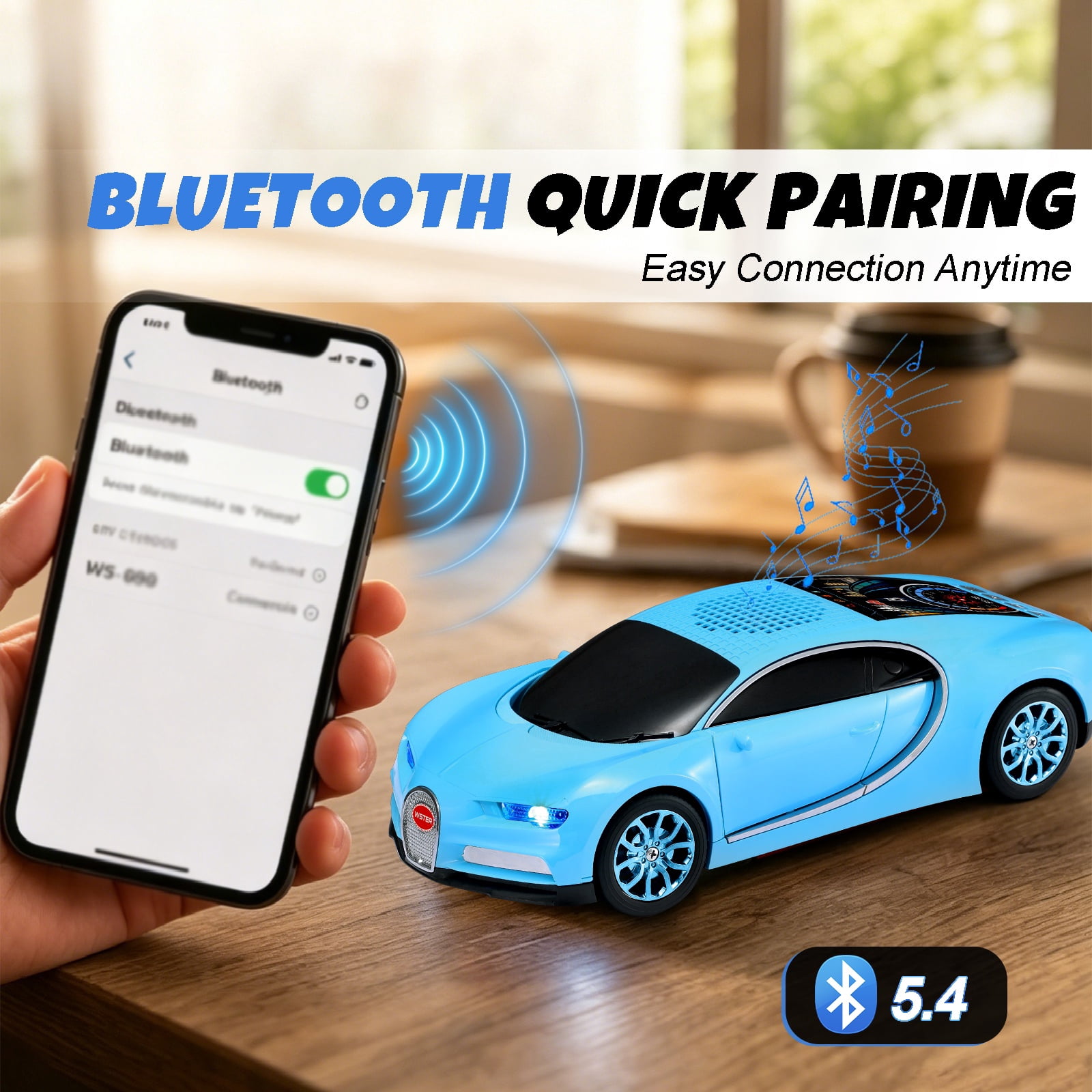 WSTER WS-660 portable Bluetooth speaker is a cool, car-shaped wireless speaker with LED lights, an FM radio, and TF card support.Suitable for desktop decorations/computer use/outdoor use/party use