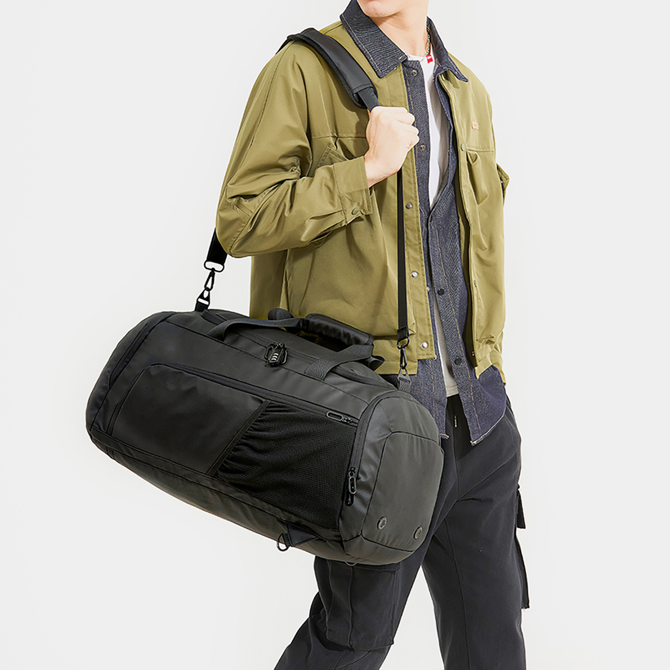 NINGKIN 40L Gym Duffle Bag with Shoe Compartment, Waterproof Travel Sports Bag with Wet Pocket, Laptop Sleeve and Water Bottle Holder