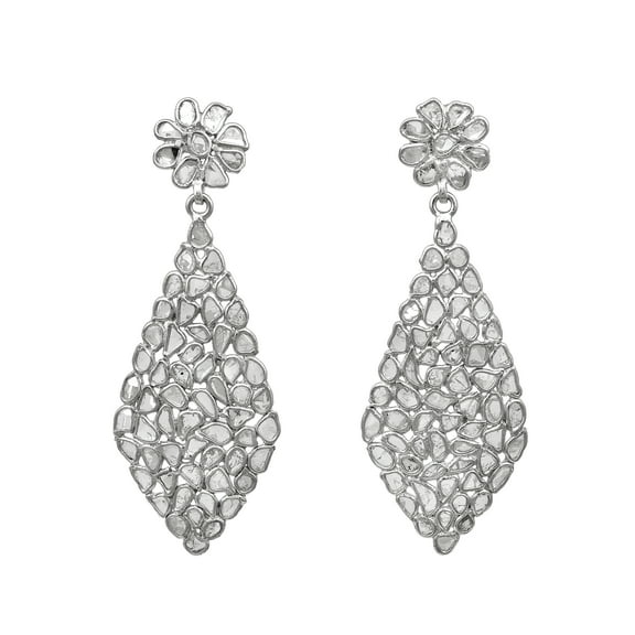 Mooneye 4.00 Ctw Natural Diamond Polki Dangles 925 Sterling Silver Geometric Women Gifts Earrings