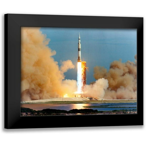 NASA 14x12 Black Modern Framed Museum Art Print Titled - Launch of the Apollo 15 Mission to the Moon, 1971