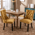 thumbnail image 6 of Tcbosik Velvet Upholstered Dining Chairs Set of 2, Kitchen Accent Chair with Solid Wood Legs, Modern Side Chair with Button Tufted Back, Gold & Black, 6 of 9