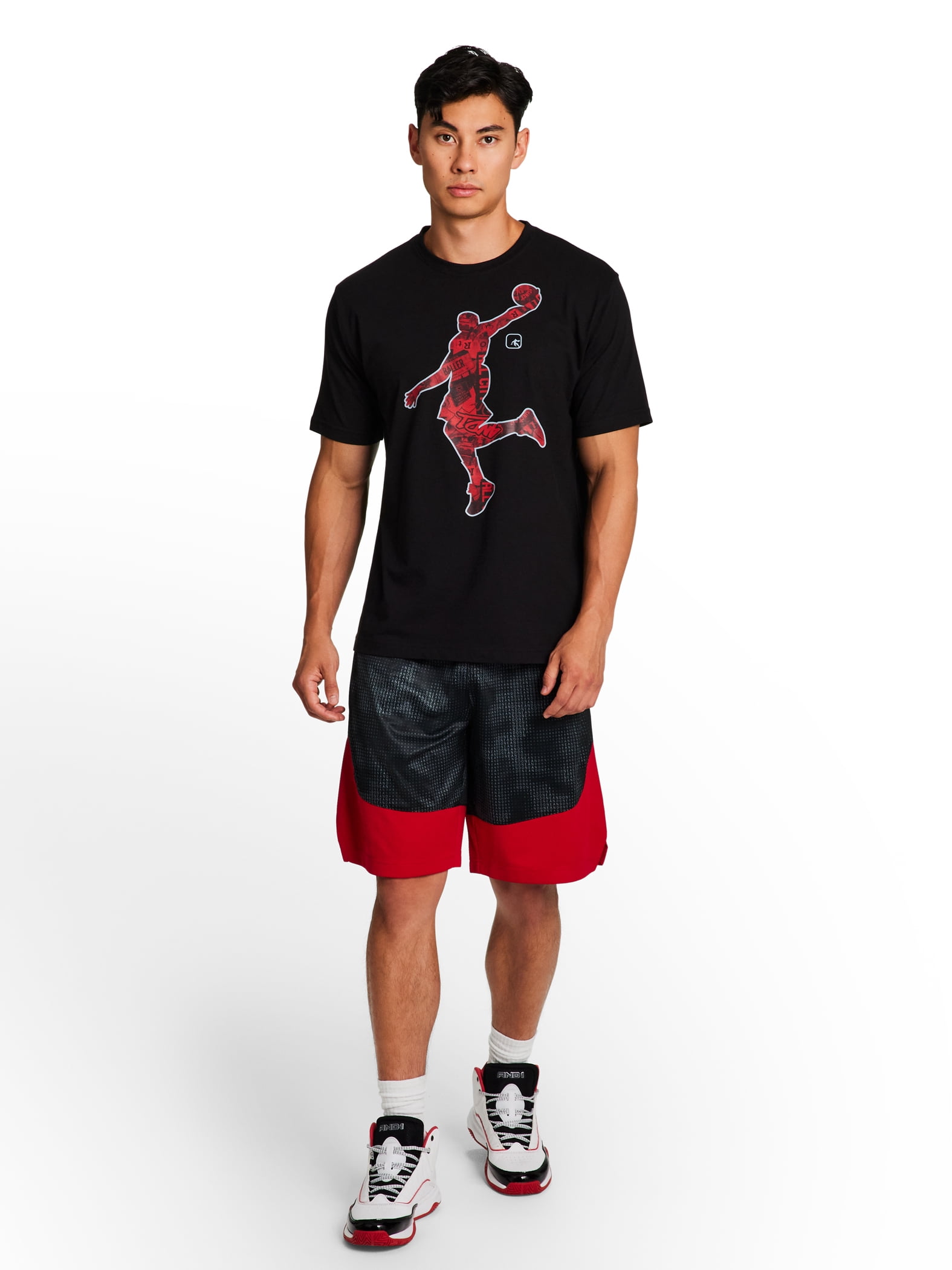 AND1 Men's and Big Men's Active Dribbling Short, 10" Inseam, up to Size 5XL