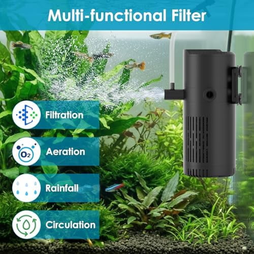Aquarium Filter for 60-100 Gallon Tanks, Internal Fish Tank Filter, Submersible Turtle Tank Filter, with Aeration/Rainfall Modes and Dual Water Outlet