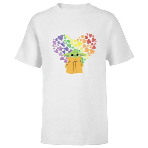 Star Wars The Mandalorian The Child Rainbow Hearts - Short Sleeve T-Shirt for Kids - Customized-White