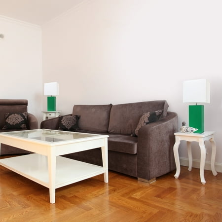 Elegant Designs - 2 Pack Modern Leather Table Lamps with White Fabric Shades - Green