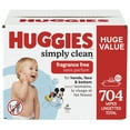 thumbnail image 1 of Huggies Simply Clean Baby Wipes, UNSCENTED, 11 Flip Lid Packs, 704 Wipes, 1 of 9