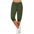 thumbnail image 3 of OVAFBAU Women's Capris Pants Yoga Workout Leggings Mid Waist Drawstring Jogger 7/8 with Pockets Casual Wear Pants, 3 of 8