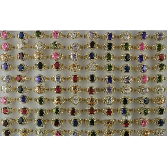 K-KED Rings For Lady Wholesale Bulk Lots 32pcs Cubic Zirconia Filled Rhinestone Ring
