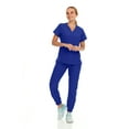 thumbnail image 4 of Hey Collection Womens Stretch Colorful V-Neck Jogger Scrubs Set, Medical Nursing Tops with Four Pocket Scrubs Jogger Pants, 4 of 5