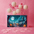 thumbnail image 4 of Spooky Design Halloween Banner Full Moon Graveyard Jack-o'-Lantern Atmospheric Scene for Halloween Party Outdoor Indoor Decoration, 4 of 9