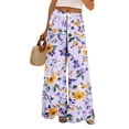 thumbnail image 2 of Dress Pants Women Petite High Waisted Wide Leg Summer Beach Vacation Pants Boho Lounge Casual Palazzo Trousers, 2 of 7