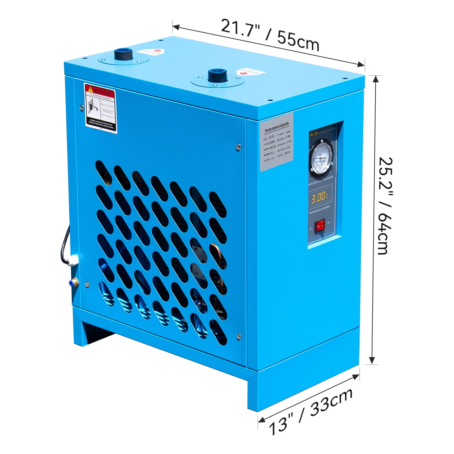HPDMC Industrial Refrigerated Air Dryer for Air Compressors, 35 CFM, R134a Cooling System, 110V, Removes Moisture & Contaminants