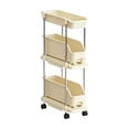 thumbnail image 2 of Medium Size Narrow Crevice Rolling Storage Cart With Pull-Out Drawer Bins, Multi Layer Space Saving Wheeled Organizer Rack For Kitchen Bathroom Gap Sundry Storage(S)3 tiers, 2 of 6