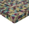 thumbnail image 4 of Ambesonne Geometric Fitted Sheet, Surreal Quadrant Squares, King Size, Avocado Green Purple Teal, 4 of 5