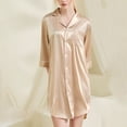 thumbnail image 4 of BLVB Satin Nightgown for Women Button down Sleep Shirt 3/4 Sleeve Sleepwear Pajama Top Nightshirt S-XXL, 4 of 4