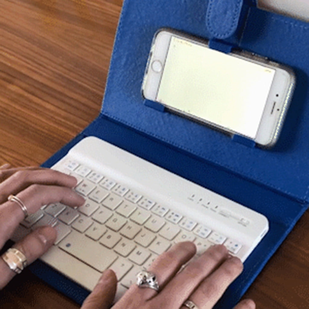 Multifunctional Leather Bluetooth Keyboard for Phones