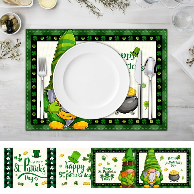 Xihbxyly Manteles Individuales Del Día de San Patricio, Aislamiento Térmico Resistente a Las Manchas, Diseño Festivo Elegante, Fácil de Limpiar, Esencial para La Cocina, Perfecto para El Comedor, Dec