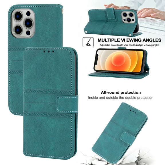 Dteck For iPhone 11 Pro Wallet Case,Rugged Shockproof Shoulder Strap Card Slots Stand Soft TPU Cover,Darkgreen