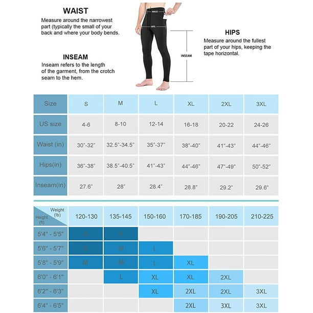 Men's Thermal Compression Leggings Fleece Lined Running Tights Pants Water  Resistant for Cold Weather with Pockets 