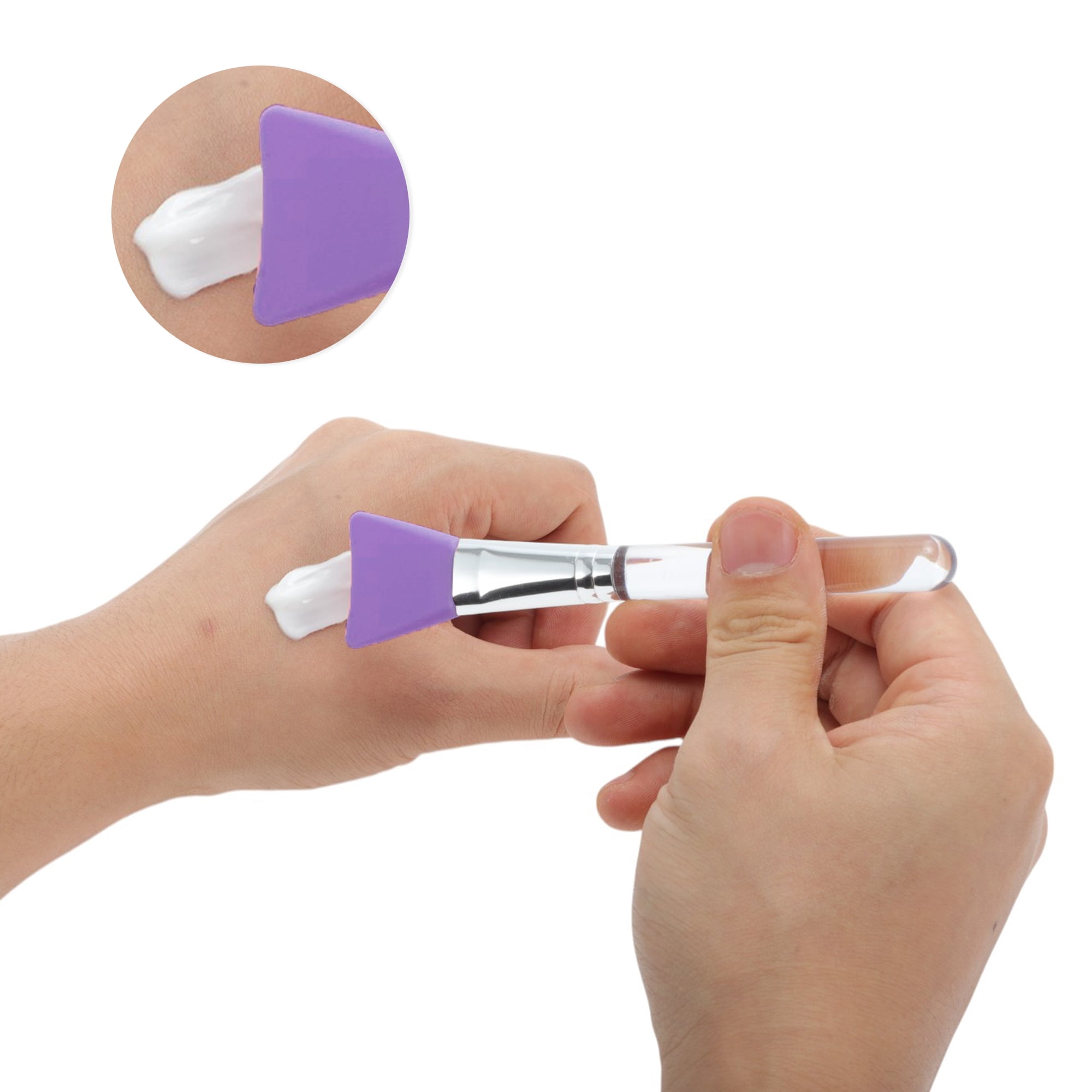 Unique Bargains Durable Flat Head Facial Mask Brush 1 Pc Purple