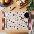 thumbnail image 2 of 4th of July Placemats Set of 8 Blue Red Striped Stars Independence Day Place Mats Indoor Wipeable Table Mats Washable Cloth Dining Table Placemats for Kitchen Holiday Party Home Decor 13x19 Inch, 2 of 9