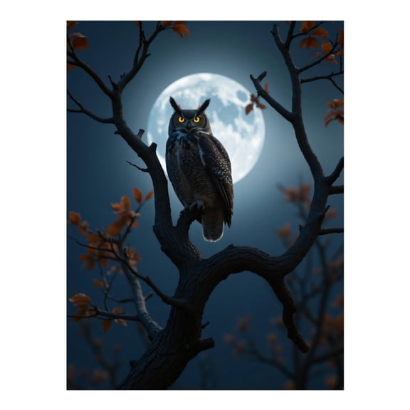 Diamond Art Kit for Adults, Owl Moonlit Night Branch Diamond Painting for Adults Beginners, DIY Diamond Art Painting Kits, 5D Diamond Painting Crafts for Home Decor 12x16 Frameless