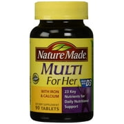 Nature Made Multi For Her Made with D3, with Iron and Calcium Dietary Supplement Tablets, 90 Count