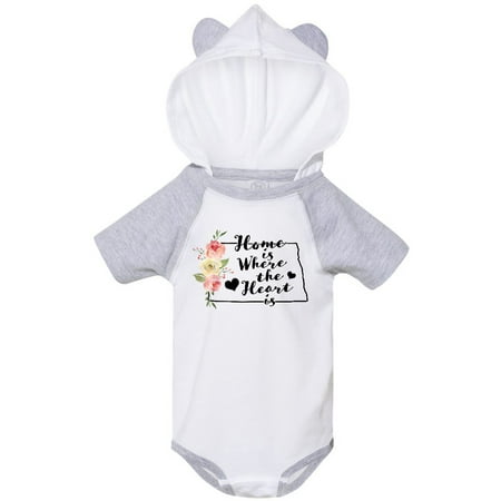 

Inktastic North Dakota Home is Where the Heart is with Watercolor Gift Baby Boy or Baby Girl Bodysuit