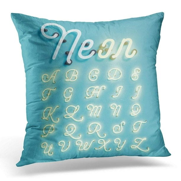 CMFUN Blue Letter Realistic Neon Character Typeset Yellow Light Throw