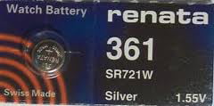 Renata 361 Pila Batteria Orologio Mercury Free Silver Oxide SR721W Swiss 1.55V 
